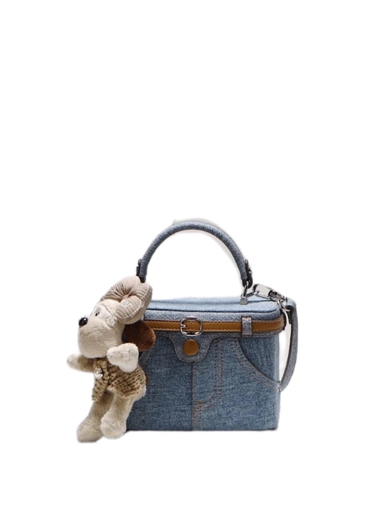 Denim Barrel-shaped Shoulder Bags