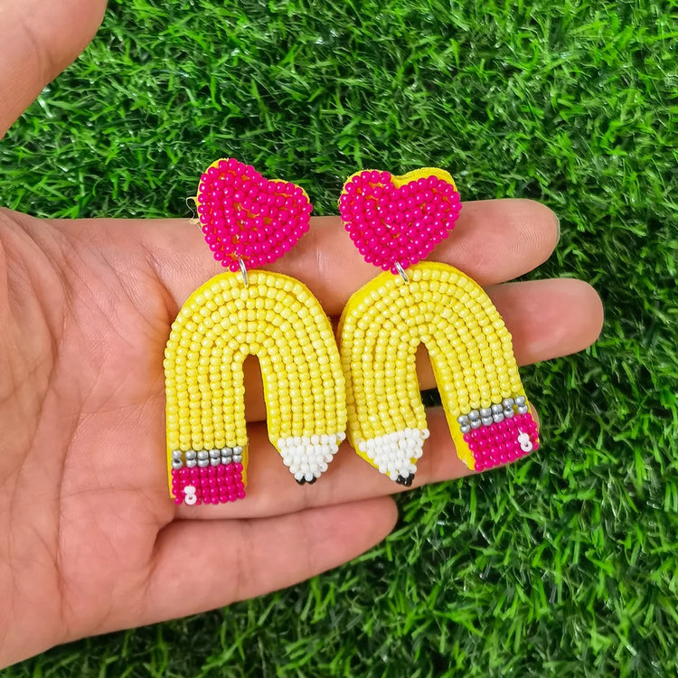 Rainbow Pencil Beaded Earrings