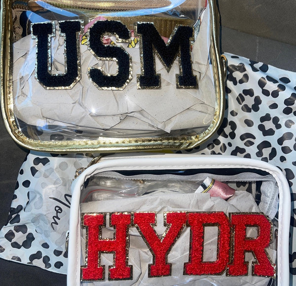 Elizabeth bag-stadium bag -Clear Crossbody Bag-Chenille Letters-Customize Transparent Purse-Concert Purse-Clear bag