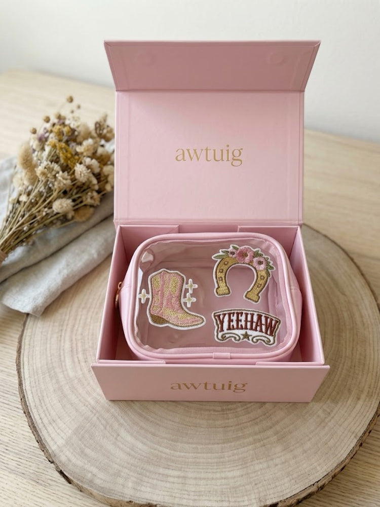 Personalized Clear Pouch Gift Set — Cowgirl Edition