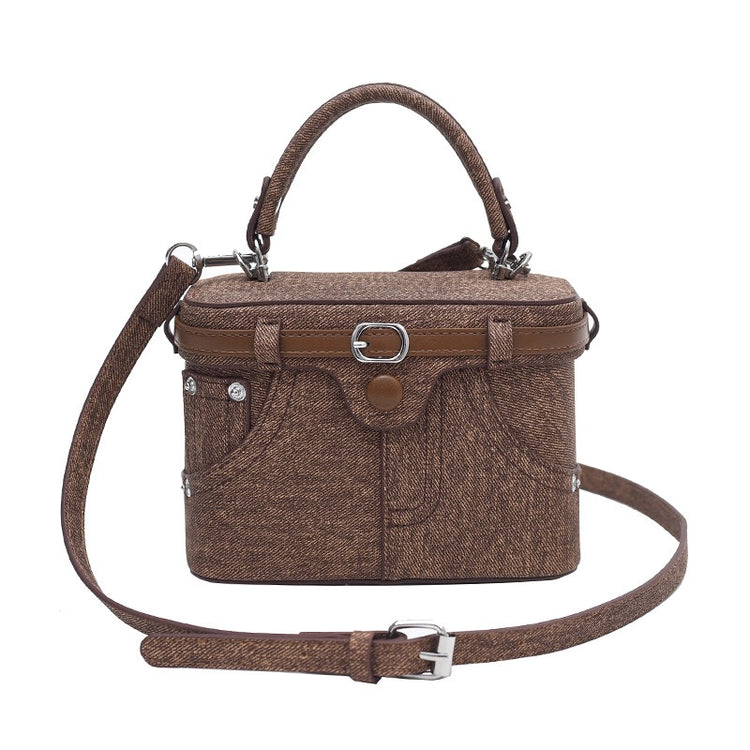 Denim Barrel-shaped Shoulder Bags