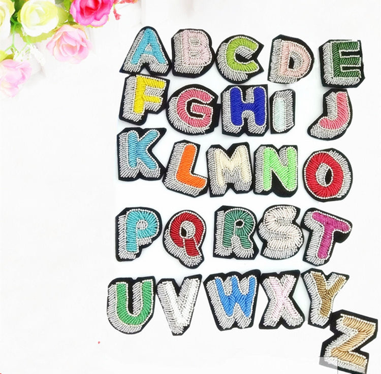 Beaded Embroidered Letter Patches