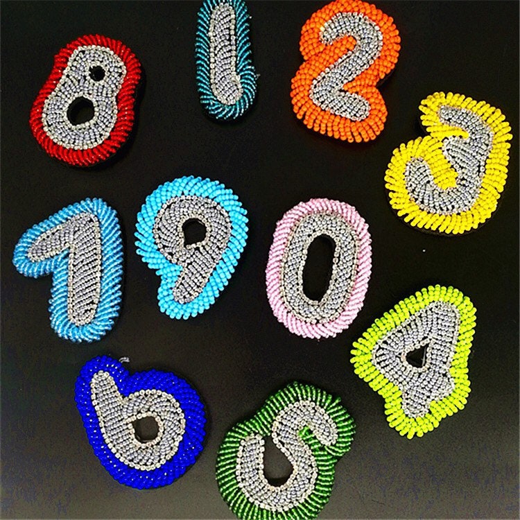 Beaded Number Patches