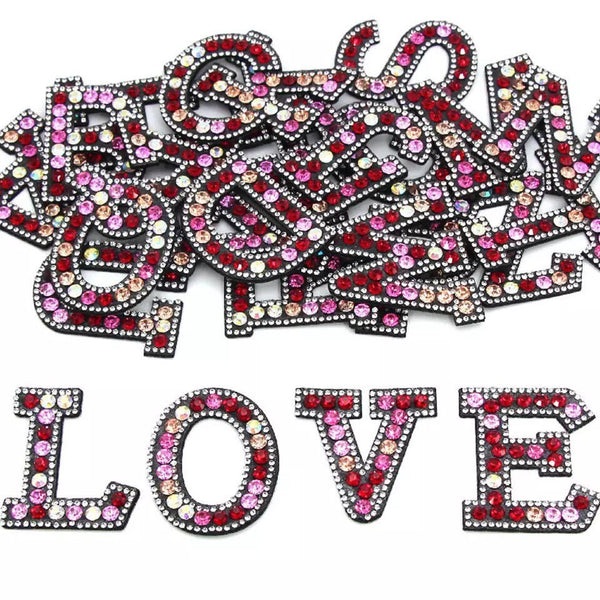 Colorful A-Z Beaded Blingbling Handmade Letter rhinestone patches/Embroidery patches/Sew or Iron On Patches/For jacket bag patches