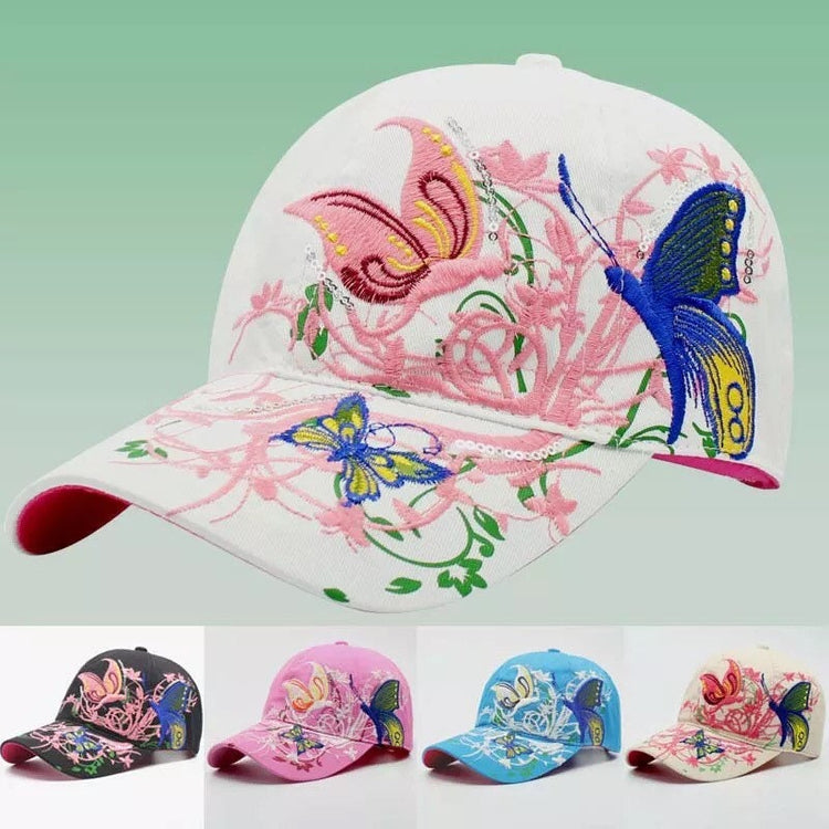 Butterfly Flowers Embroidered Hat