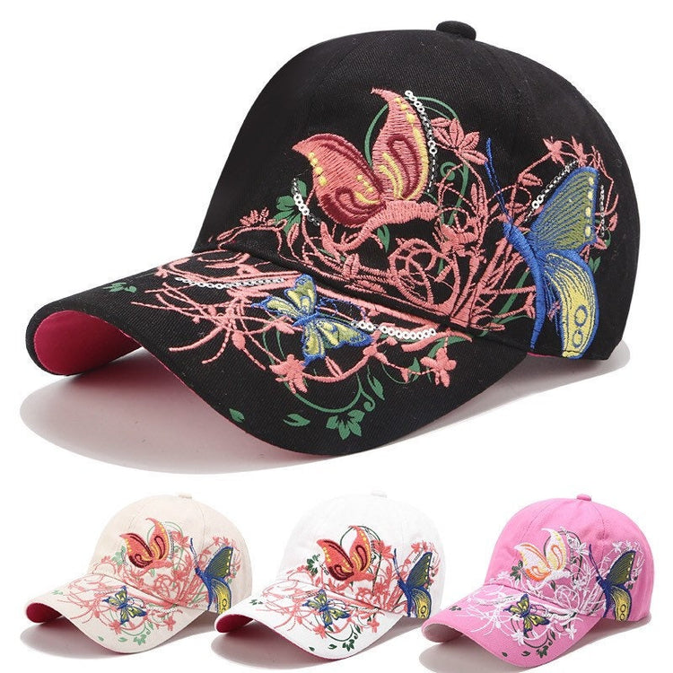 Butterfly Flowers Embroidered Hat