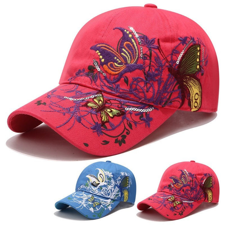 Butterfly Flowers Embroidered Hat