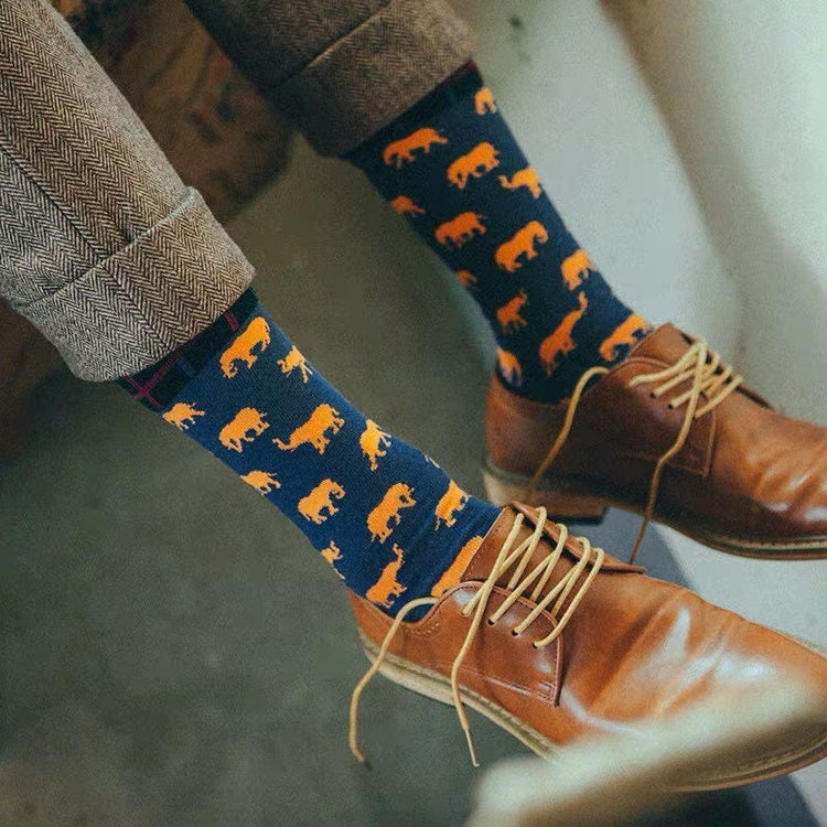 Orange Elephant Dress Socks