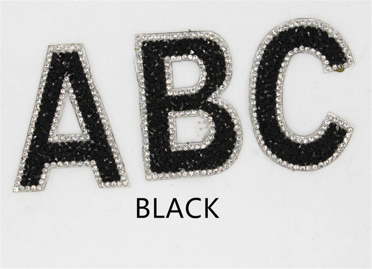 Black & Silver Rhinestone Letter Patches