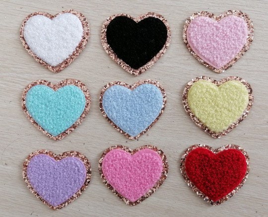 Glitter Heart Chenille Patch