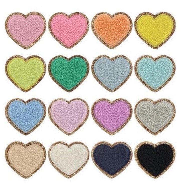 Glitter Heart Chenille Patch