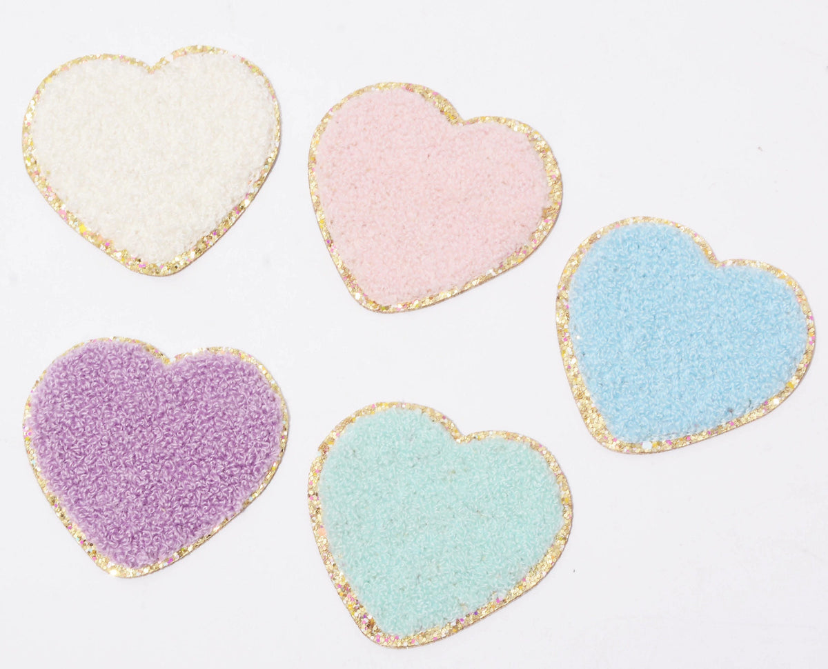 Glitter Heart Chenille Patch