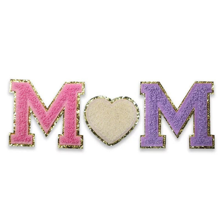 Glitter Heart Chenille Patch