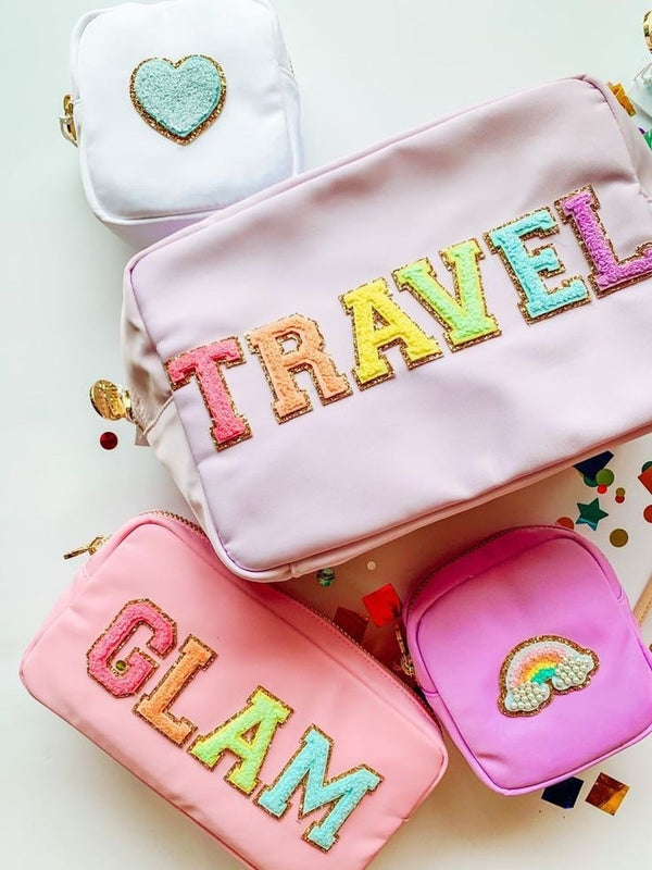 Personalized XL Nylon Cosmetic Makeup Bag-Personalized Travel Bag-Toiletry Bag-Laser Cosmetic Pouch