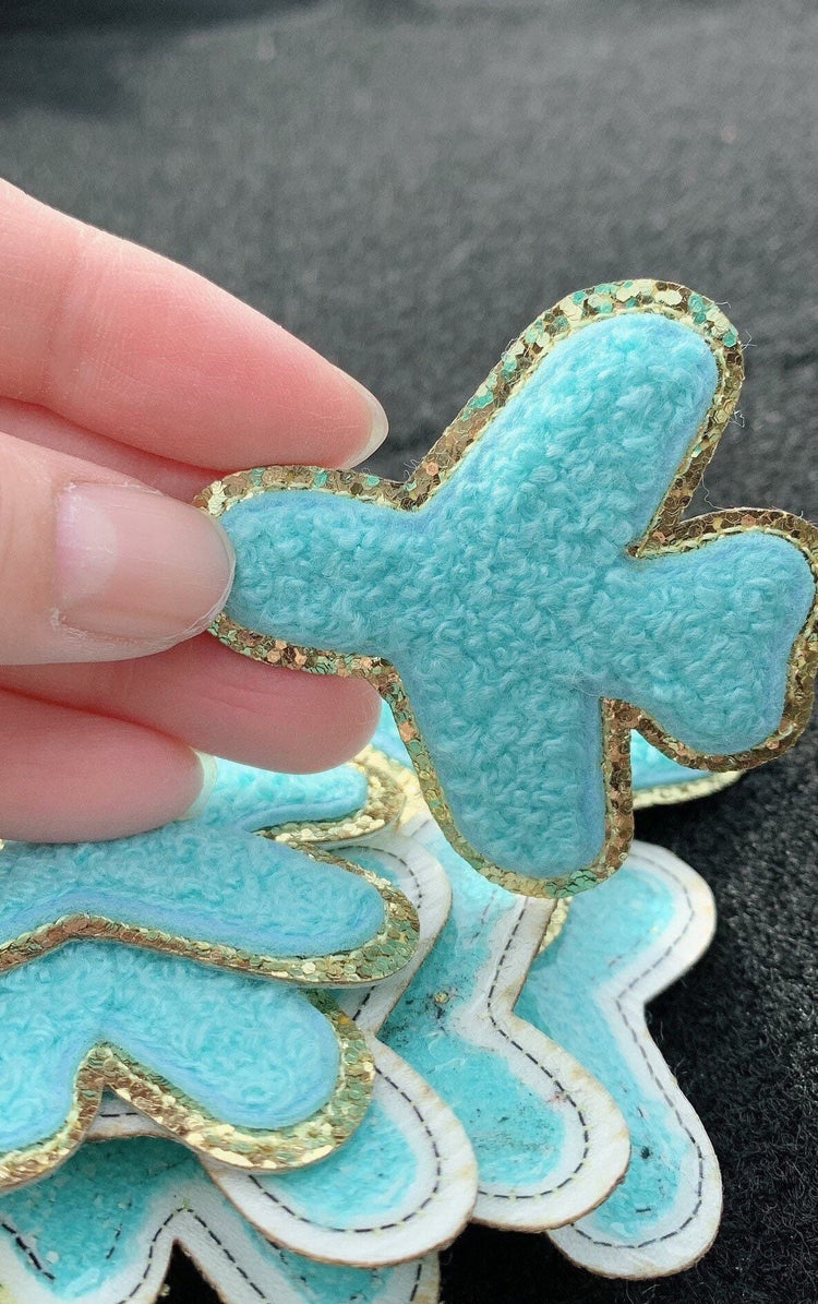 Mint Airplane Chenille Sticker Patch