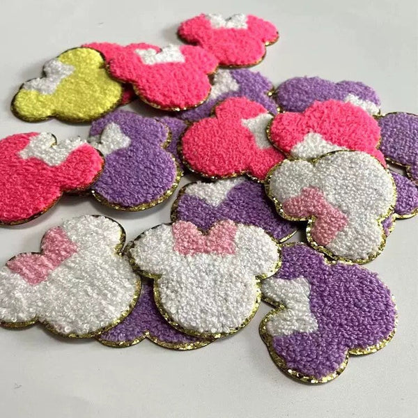 Disney Mickey ears bows adhesive chenille patch-Glitter with chenille patch-Teacher’s appreciation gift-Holiday Gift-patch gift-Bag patch