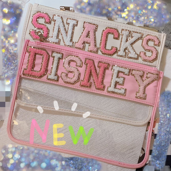 New SNACKS Personalized Large clear Cosmetic Bag-beach bag-cosmetic bag-Bridesmaid favor-Magic vacation porch-waterproof pvc