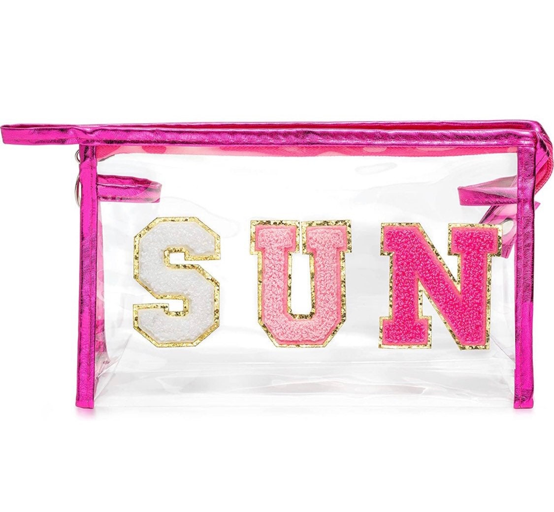 Chenille Letter Clear Cosmetic Bag