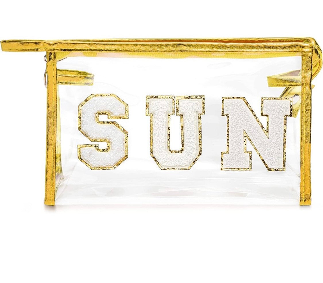 Chenille Letter Clear Cosmetic Bag