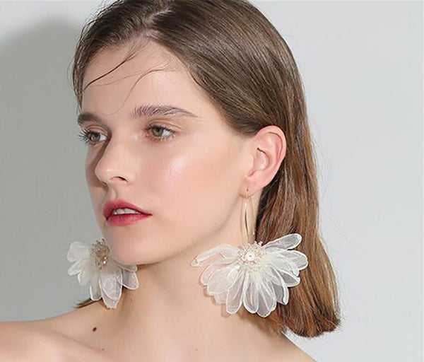 Flower cloth Stud Earrings*Bridesmaid earring*Bridesmaid Gift*Women Birthday gift